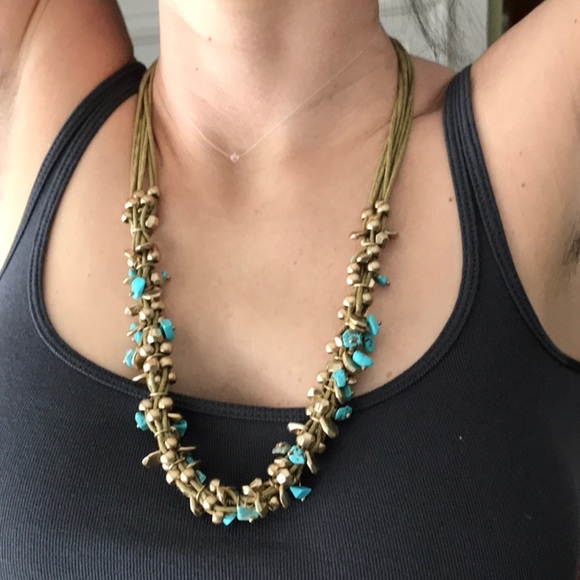 Adjustable turquoise and metal necklace - Picture 7 of 8